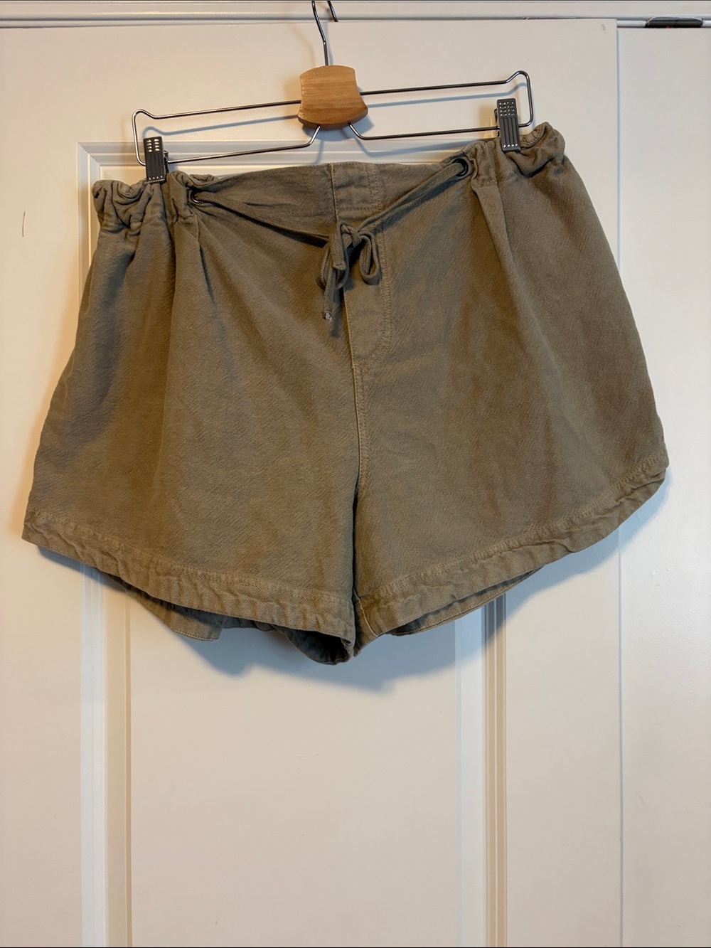 Free People Olive Drawstring Relaxed Shorts
